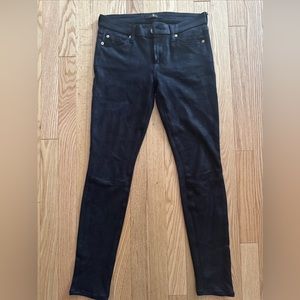 7 for all mankind black pebbled faux leather skinny pants size 25